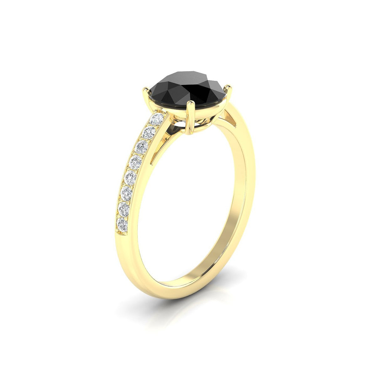 Promise | 18k Yellow Gold 8 mm Round Black Diamond Ring