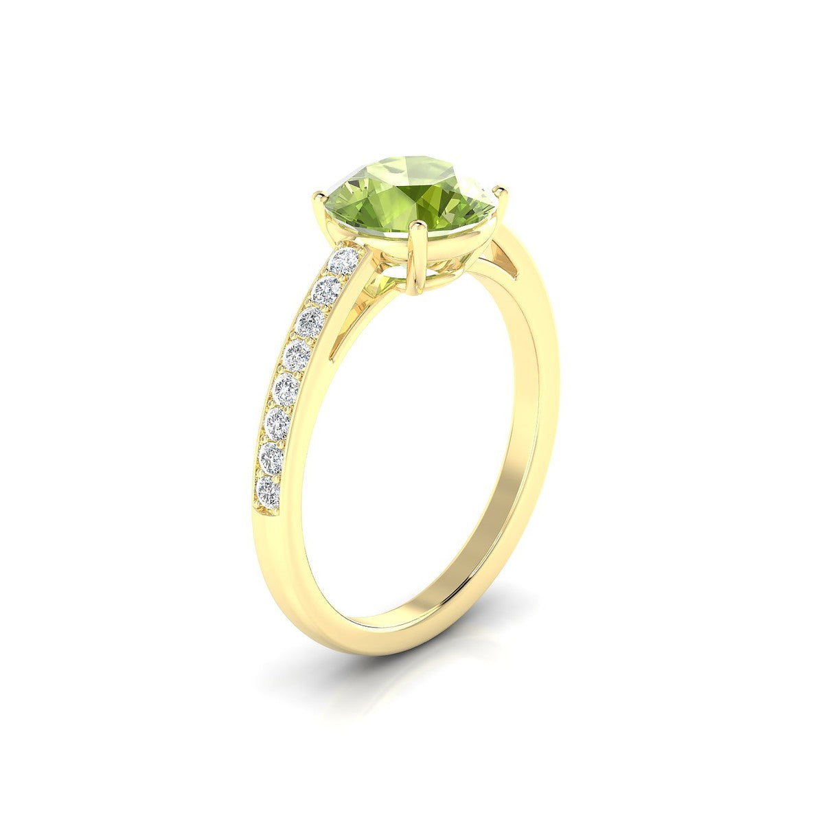 Promise | 18k Yellow Gold 8 mm Round Peridot Ring