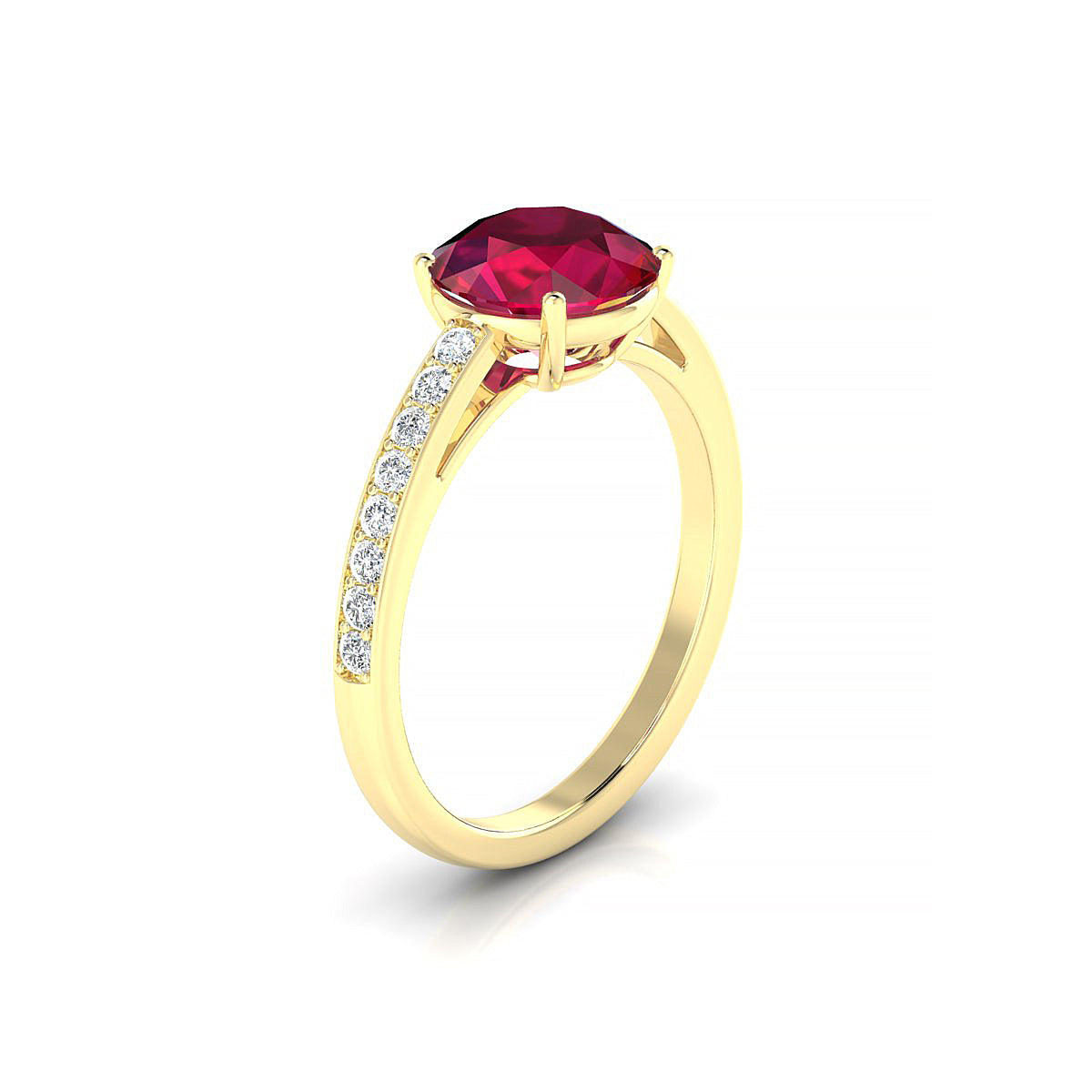 Promise | 18k Yellow Gold 8 mm Round Ruby Ring