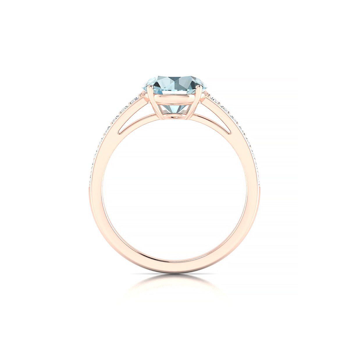 Promise | 18k Rose Gold 8 mm Round Aquamarine Ring