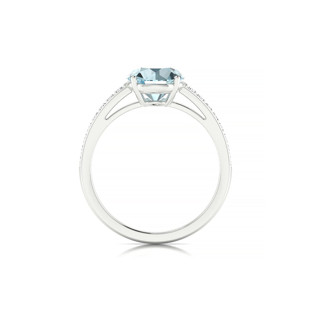 Promise | 18k White Gold 8 mm Round Aquamarine Ring