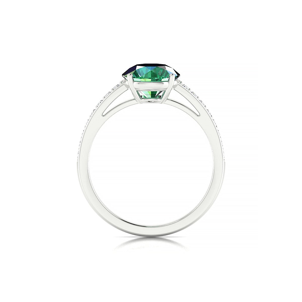 Promise | 18k White Gold 8 mm Round Emerald Ring