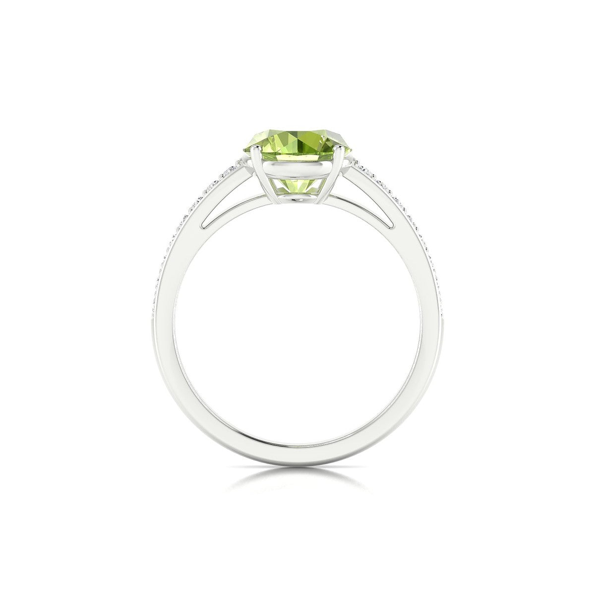 Promise | 18k White Gold 8 mm Round Peridot Ring