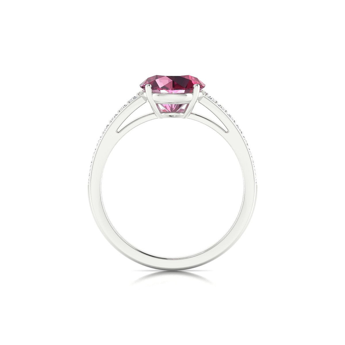 Promise | 18k White Gold 8 mm Round Rhodolite Ring