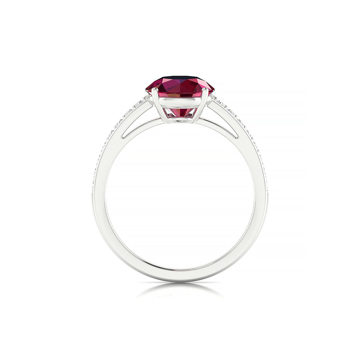 Promise | 18k White Gold 8 mm Round Ruby Ring