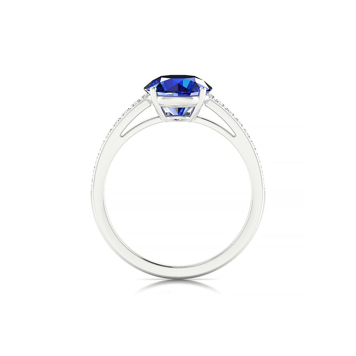 Promise | 18k White Gold 8 mm Round Sapphire Ring