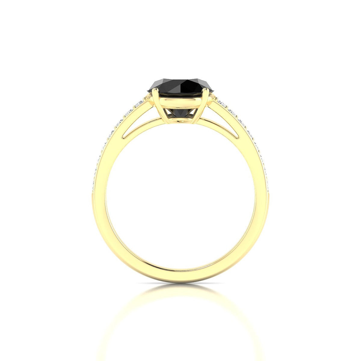 Promise | 18k Yellow Gold 8 mm Round Black Diamond Ring