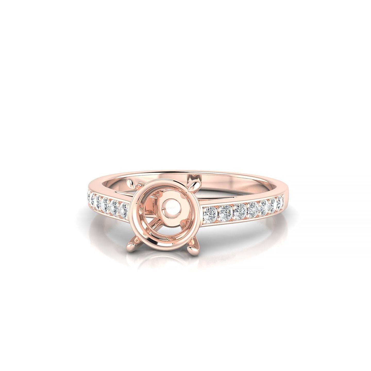 Promise Round 2-2.99 ct | 18k Rose Gold Side Stones Ring