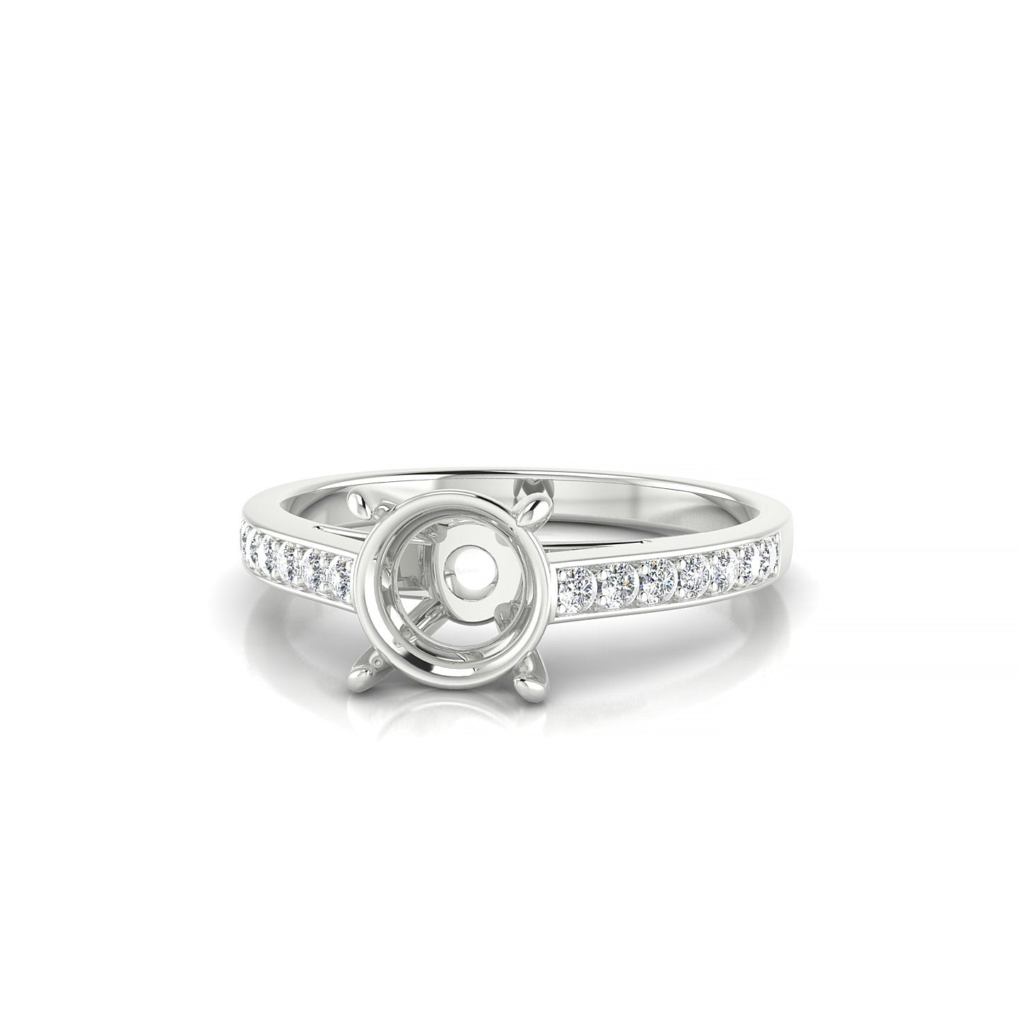 Promise Round 2-2.99 ct | 18k White Gold Side Stones Ring