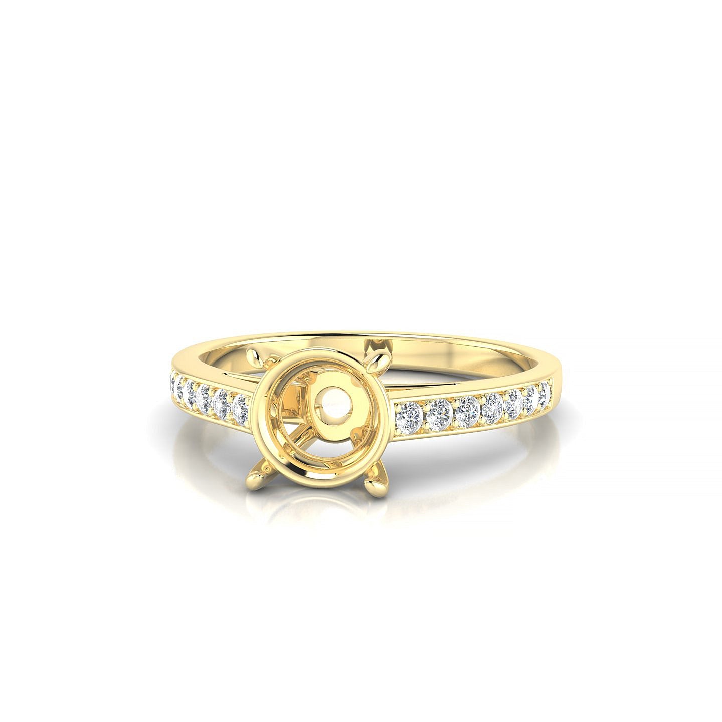 Promise Round 2-2.99 ct | 18k Yellow Gold Side Stones Ring