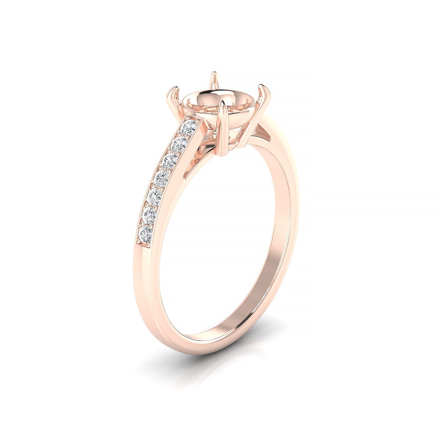 Promise Round 2-2.99 ct | 18k Rose Gold Side Stones Ring