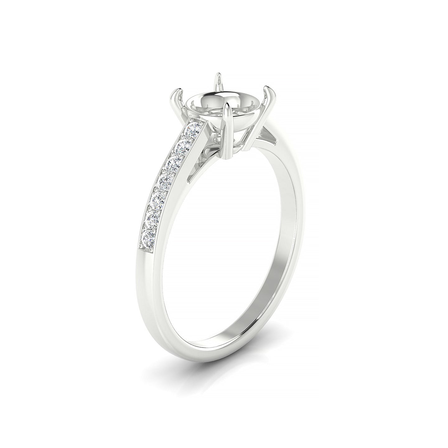 Promise Round 2-2.99 ct | 18k White Gold Side Stones Ring
