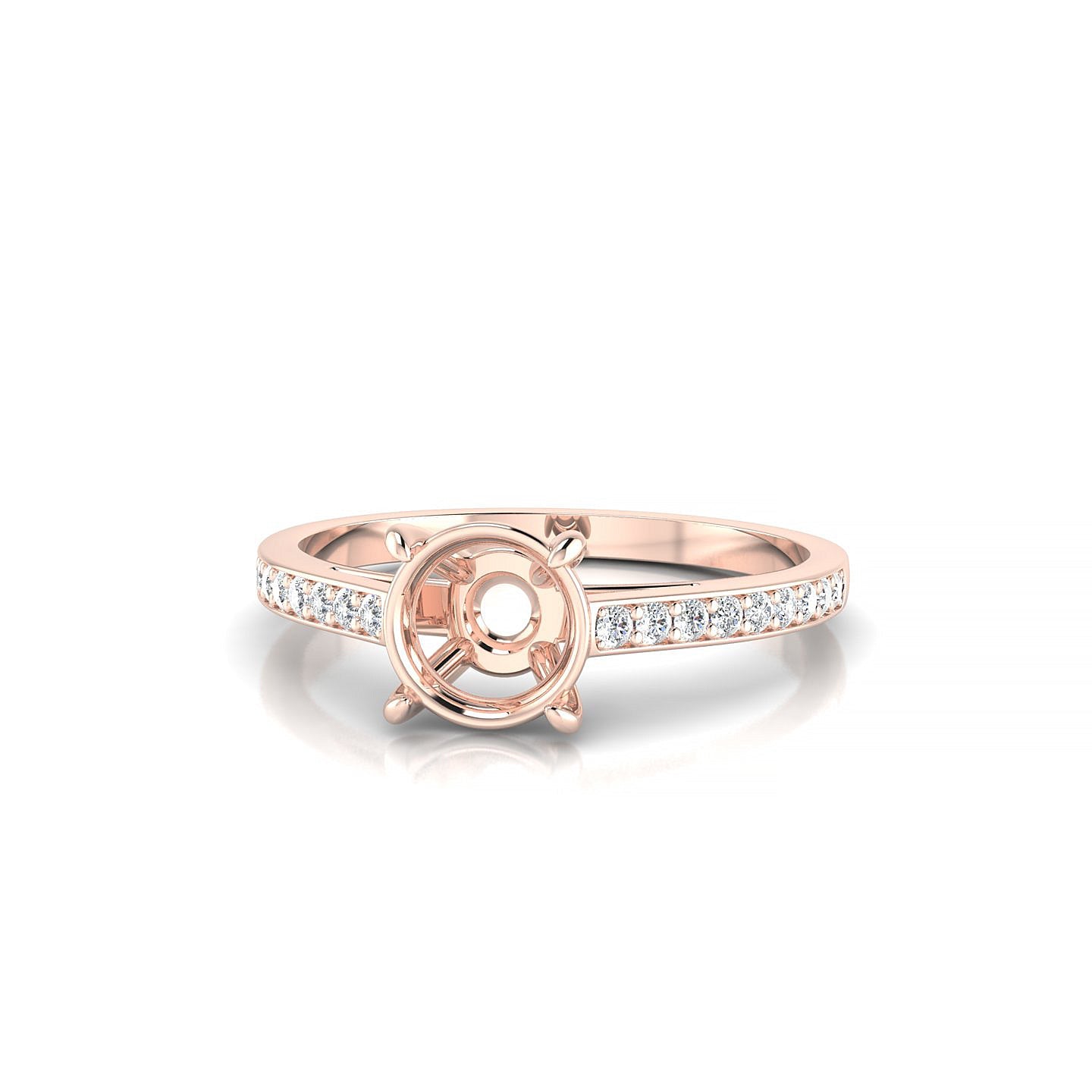 Promise Round 1-1.99 ct | 18k Rose Gold Side Stones Ring