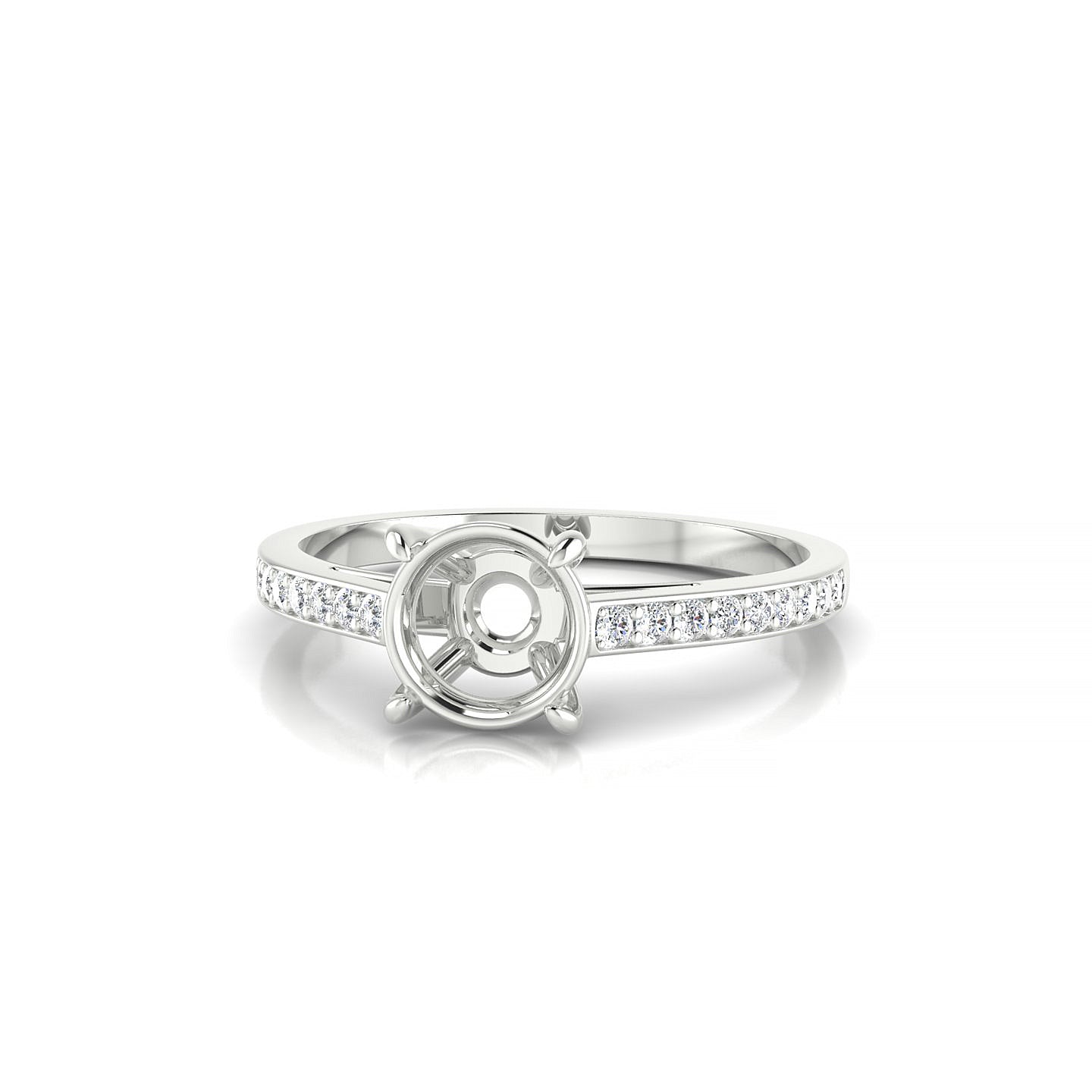 Promise Round 1-1.99 ct | 18k White Gold Side Stones Ring
