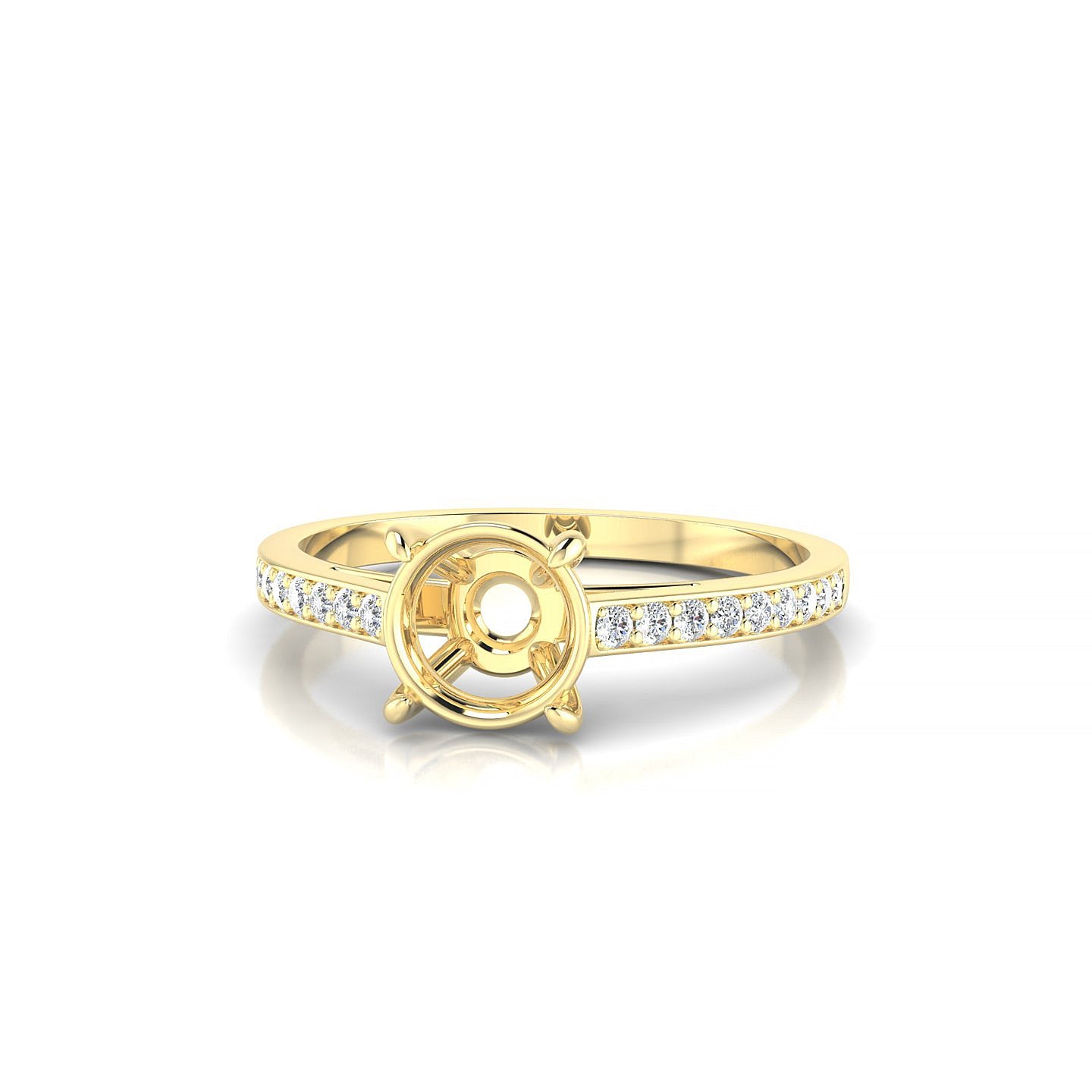 Promise Round 1-1.99 ct | 18k Yellow Gold Side Stones Ring