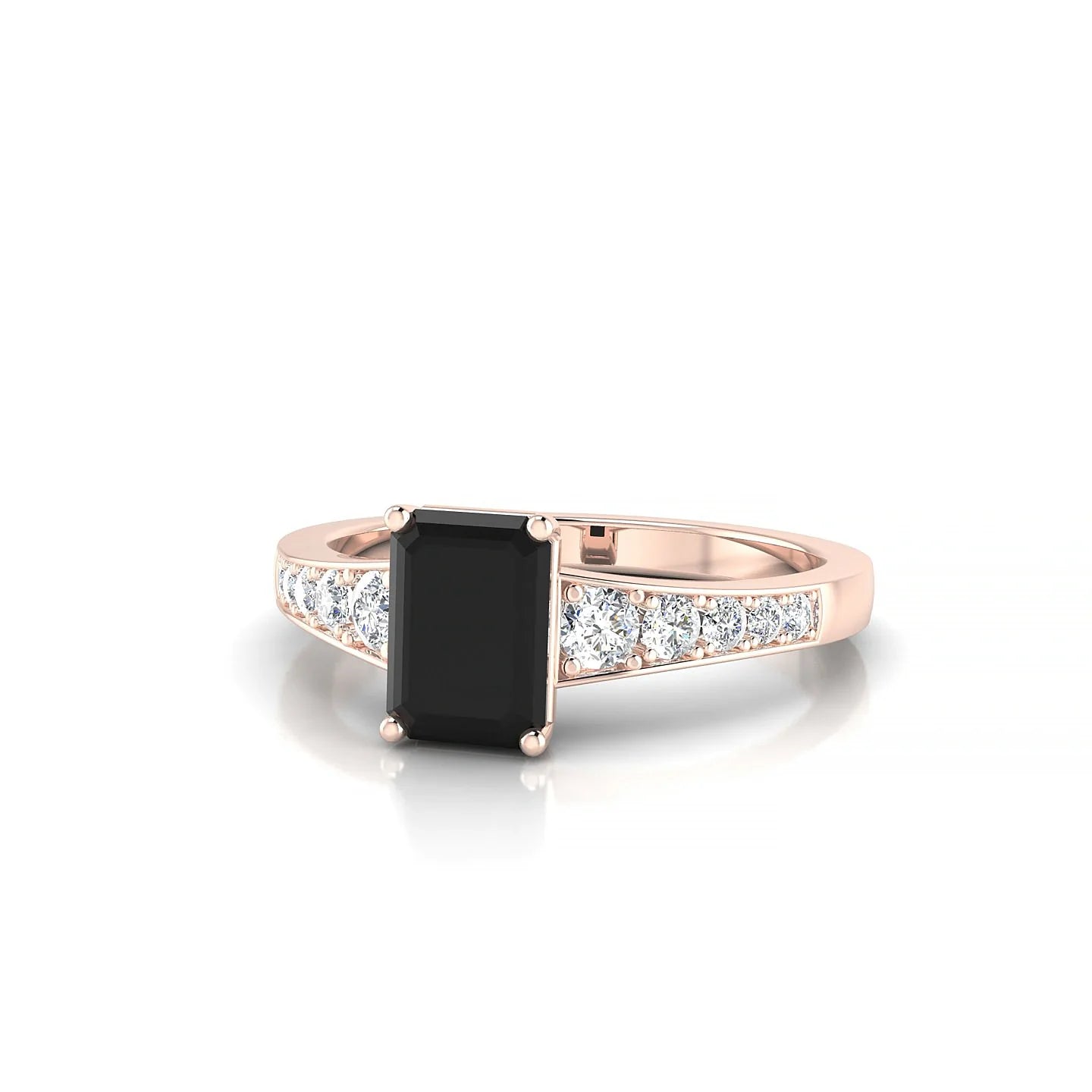 Prosperity | 18k Rose Gold 7 x 5 mm Emerald Black Diamond Ring