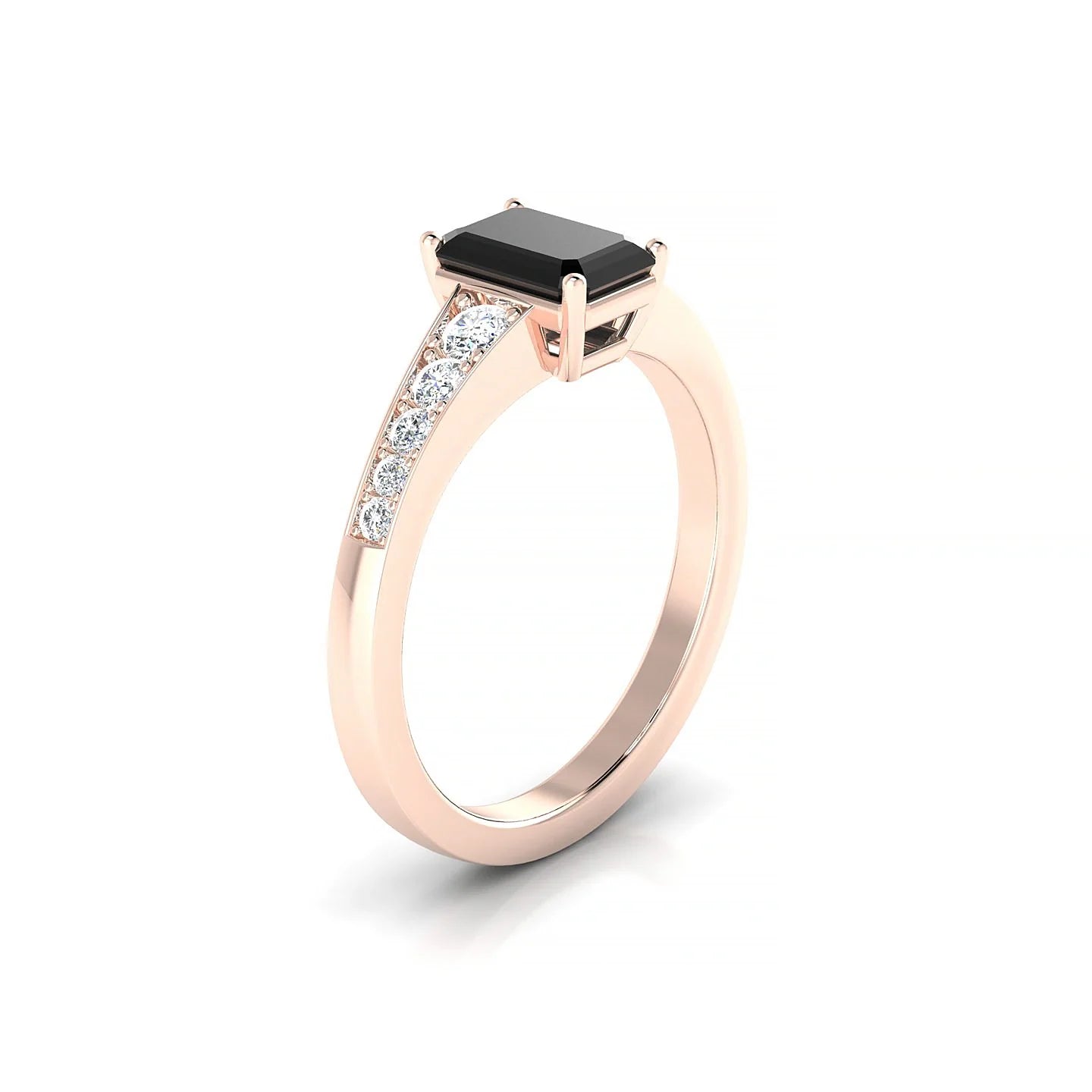 Prosperity | 18k Rose Gold 7 x 5 mm Emerald Black Diamond Ring