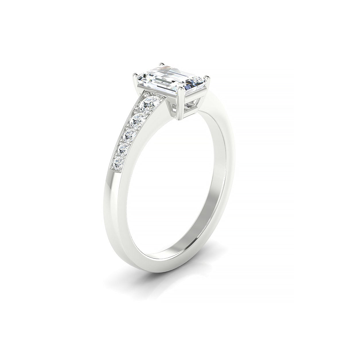 Prosperity | 18k White Gold 7 x 5 mm Emerald Diamond Ring