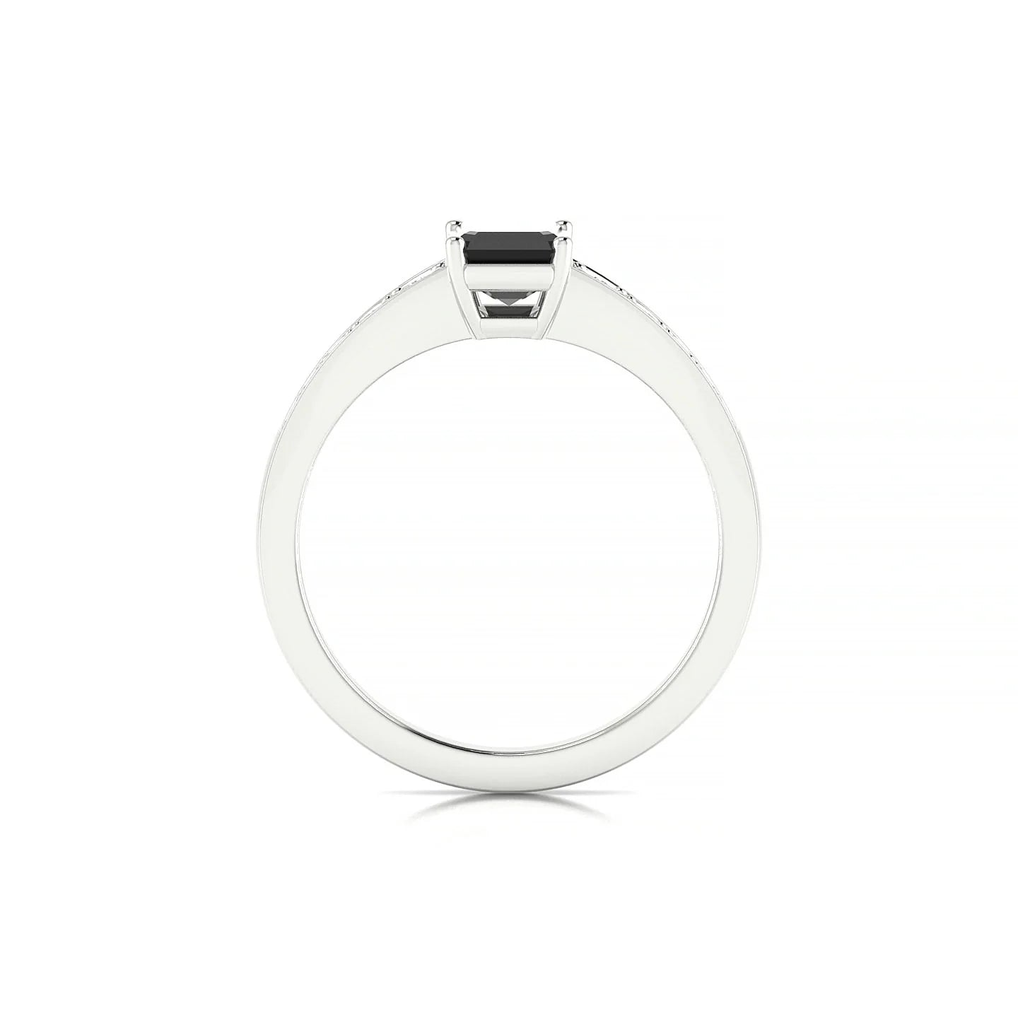 Prosperity | 18k White Gold 7 x 5 mm Emerald Black Diamond Ring