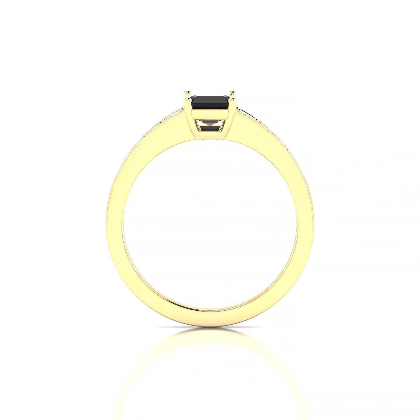 Prosperity | 18k Yellow Gold 7 x 5 mm Emerald Black Diamond Ring