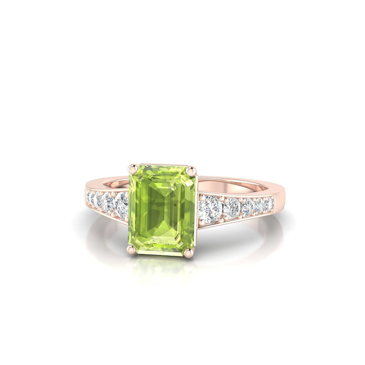 Prosperity | 18k Rose Gold 8 x 6 mm Emerald Peridot Ring
