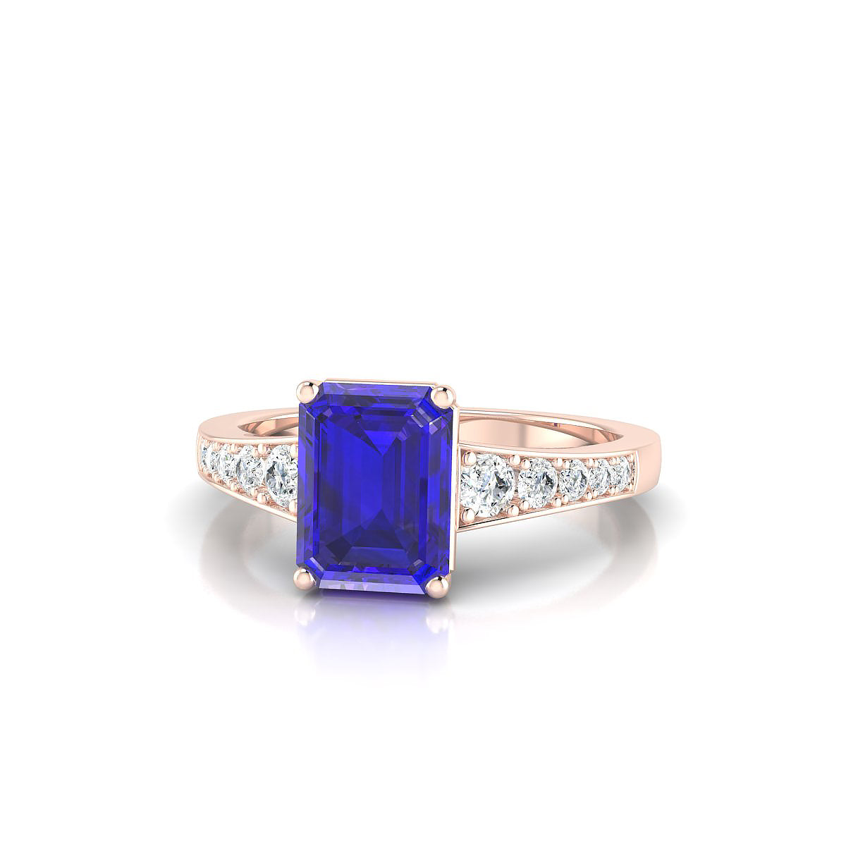 Prosperity | 18k Rose Gold 8 x 6 mm Emerald Tanzanite Ring