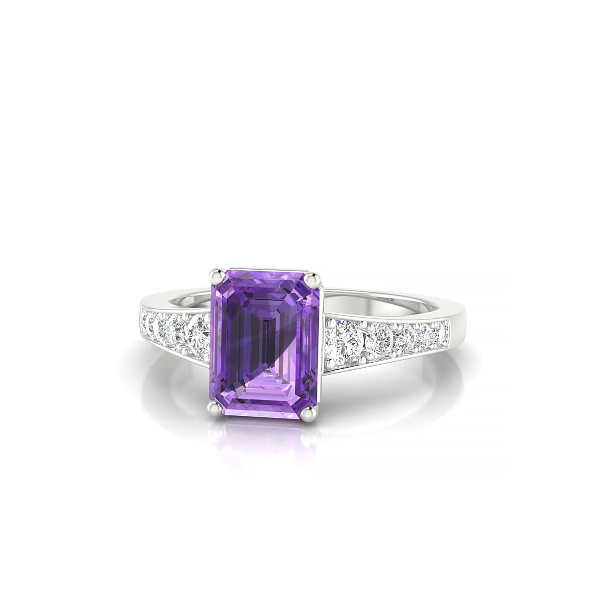 Prosperity | 18k White Gold 8 x 6 mm Emerald Amethyst Ring