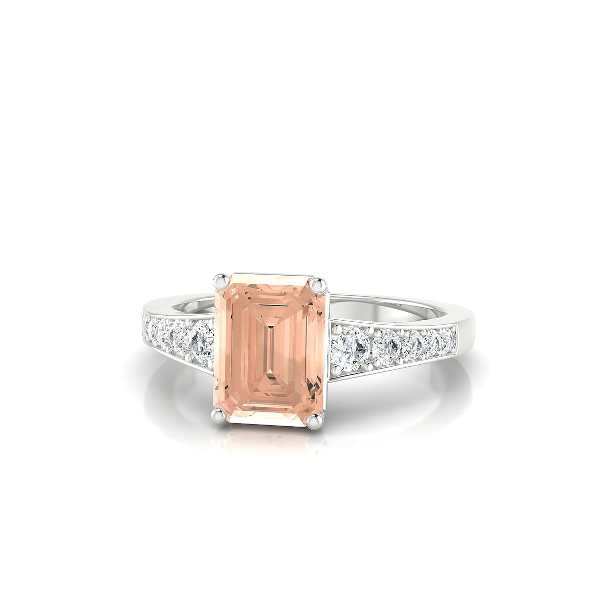 Prosperity | 18k White Gold 8 x 6 mm Emerald Morganite Ring