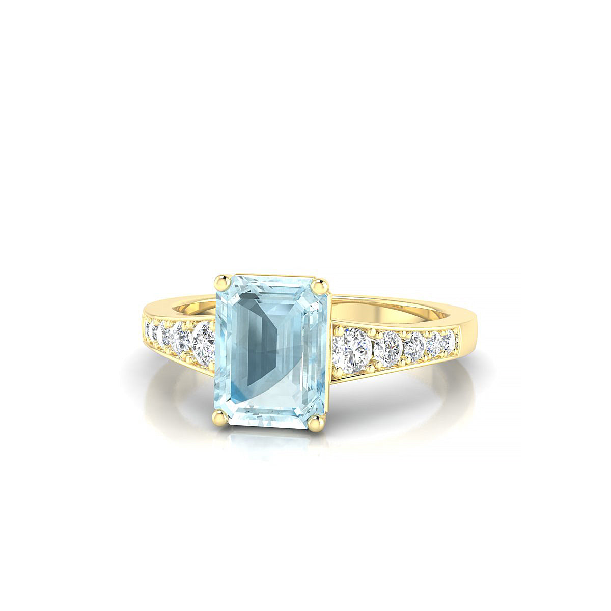 Prosperity | 18k Yellow Gold 8 x 6 mm Emerald Aquamarine Ring