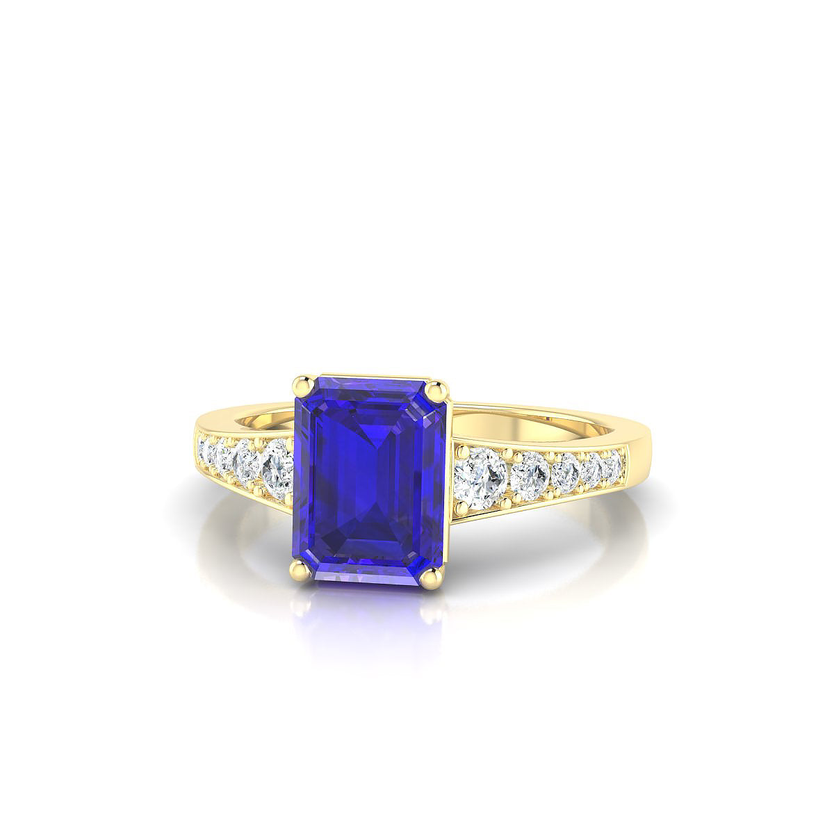 Prosperity | 18k Yellow Gold 8 x 6 mm Emerald Tanzanite Ring