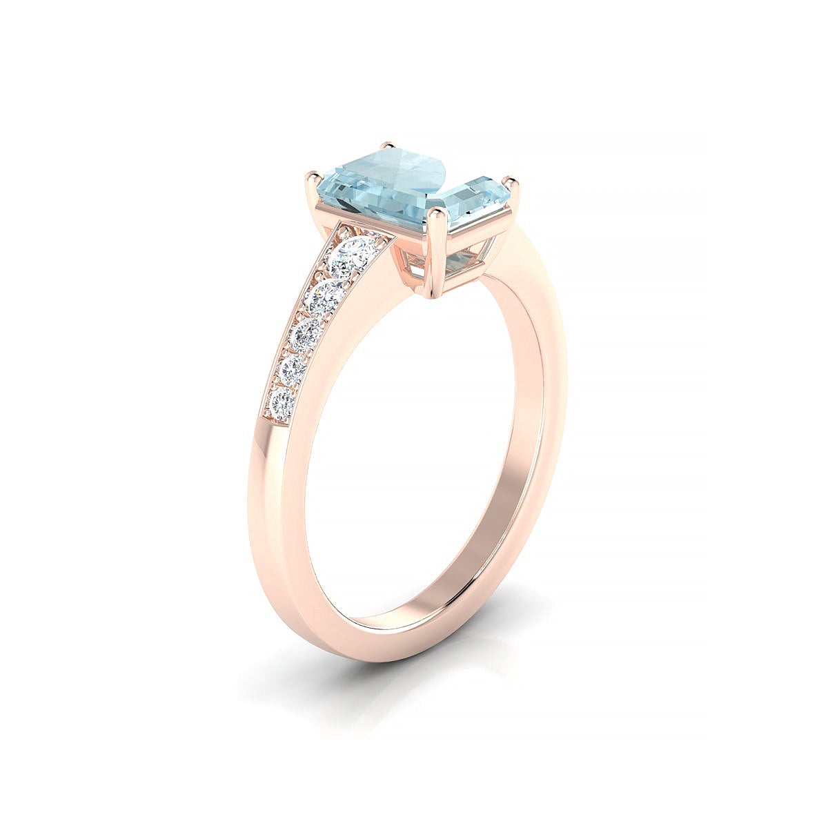 Prosperity | 18k Rose Gold 8 x 6 mm Emerald Aquamarine Ring