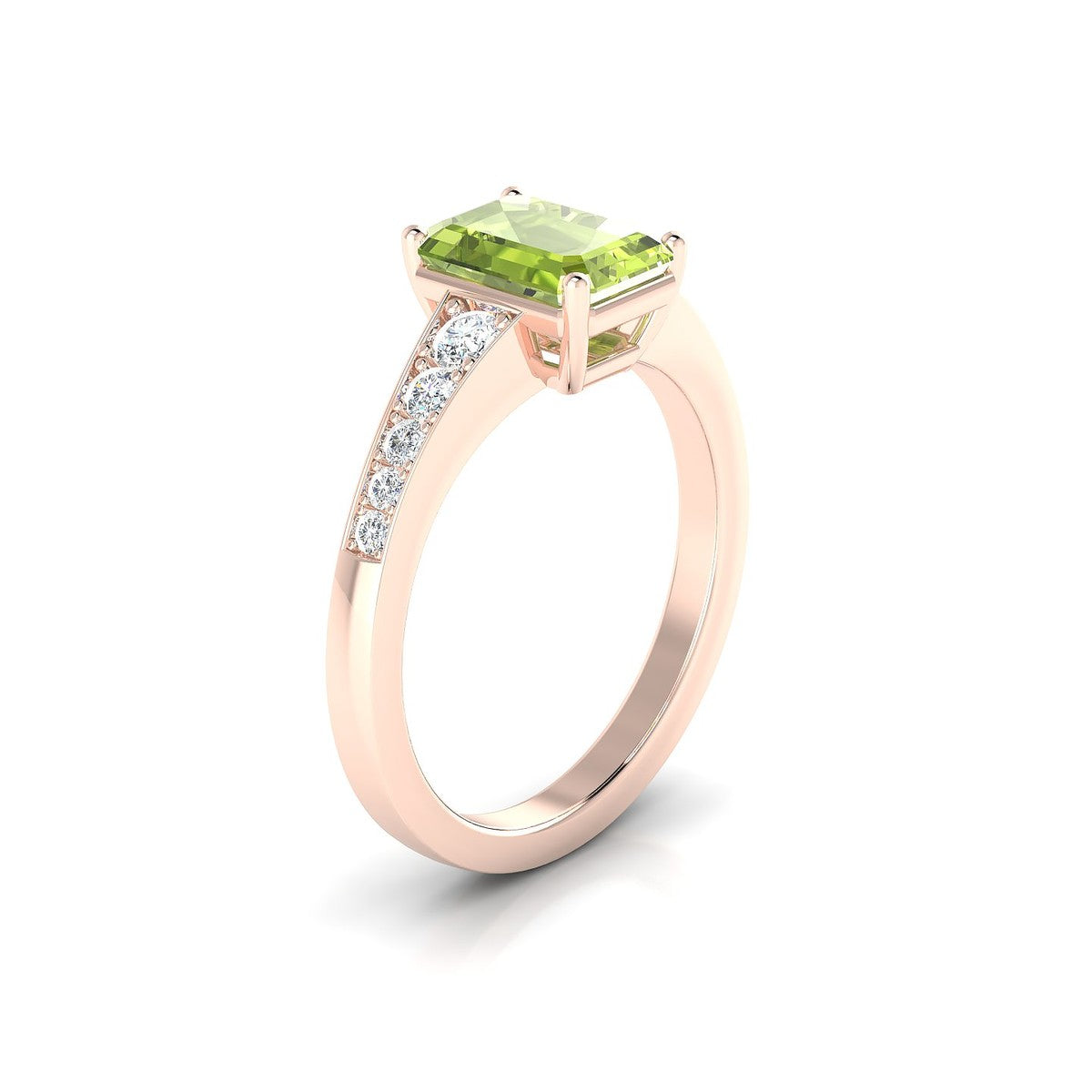 Prosperity | 18k Rose Gold 8 x 6 mm Emerald Peridot Ring