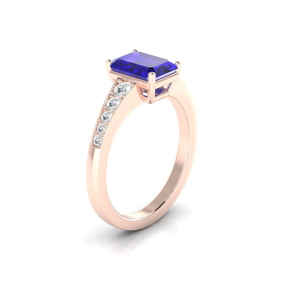 Prosperity | 18k Rose Gold 8 x 6 mm Emerald Tanzanite Ring