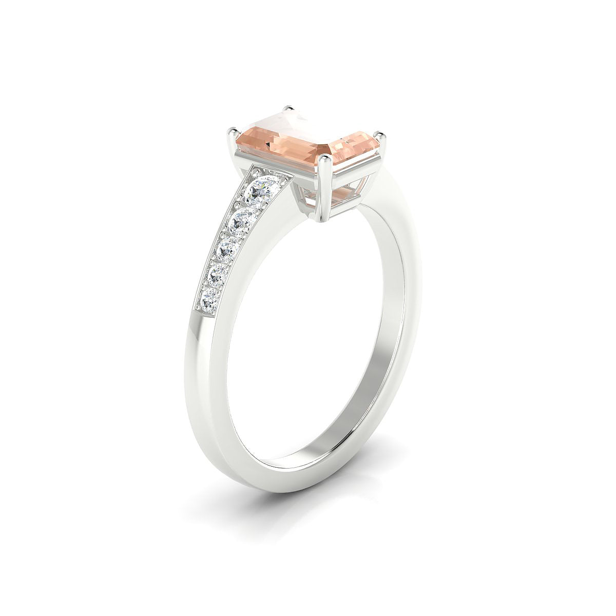 Prosperity | 18k White Gold 8 x 6 mm Emerald Morganite Ring