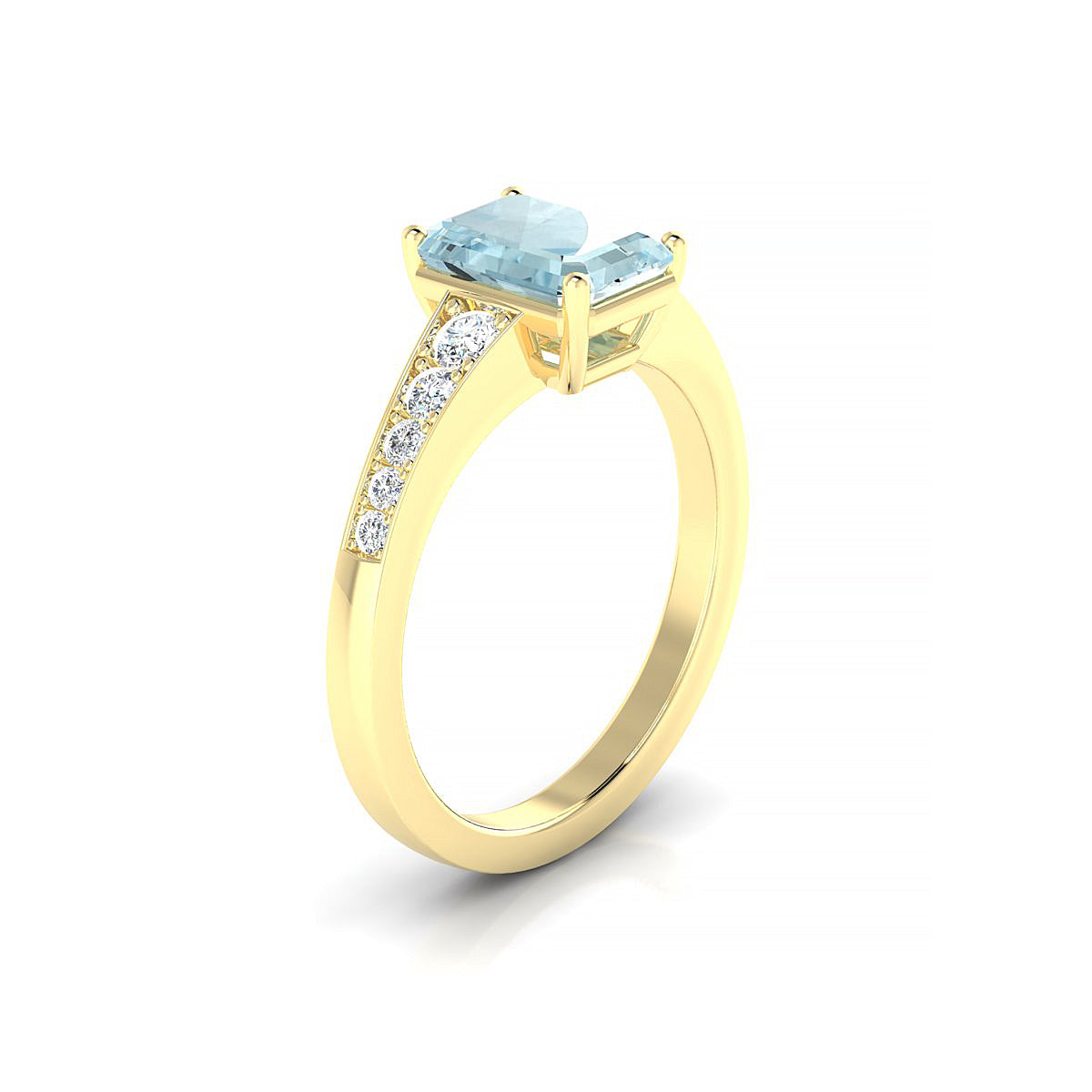 Prosperity | 18k Yellow Gold 8 x 6 mm Emerald Aquamarine Ring
