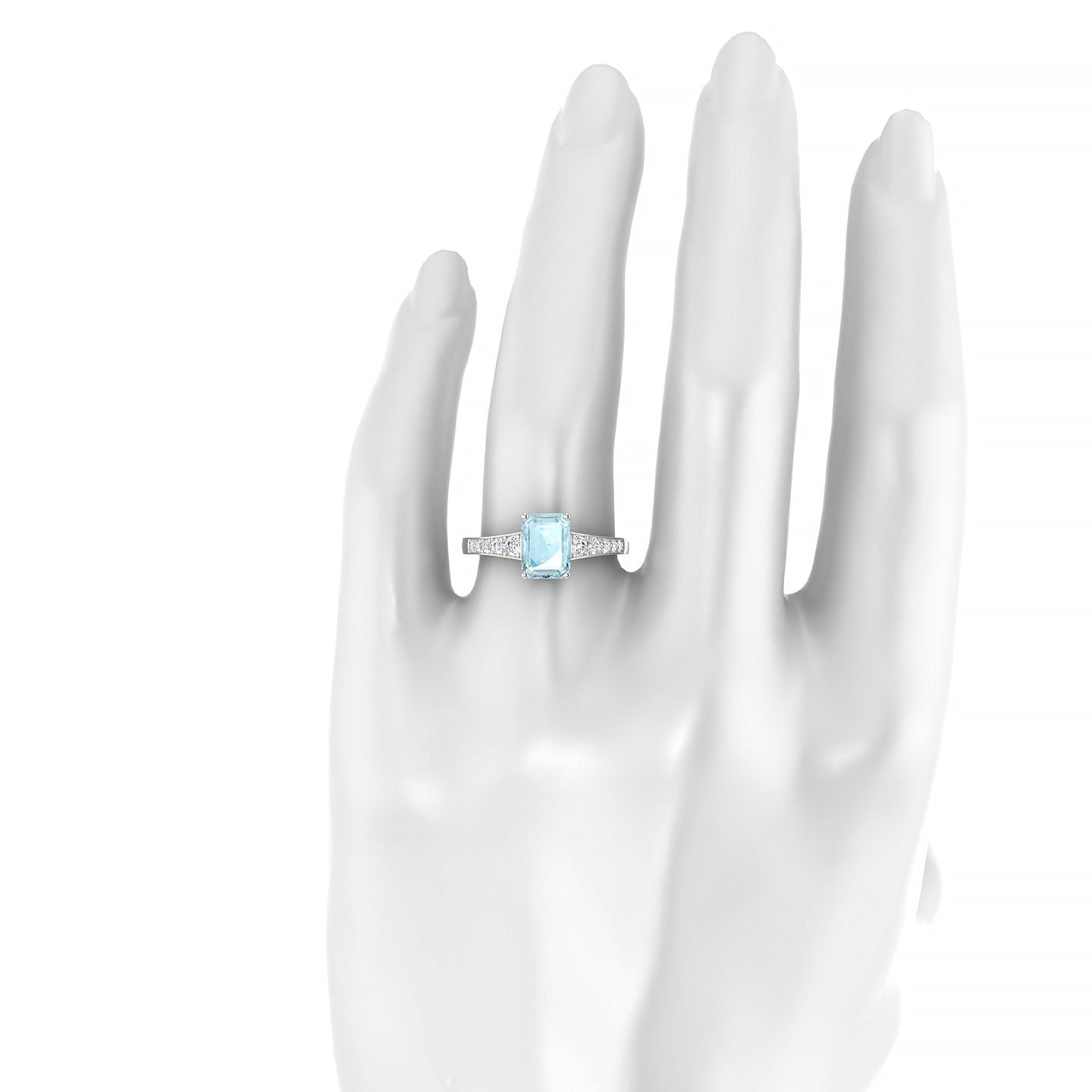 Prosperity | 18k White Gold 8 x 6 mm Emerald Aquamarine Ring