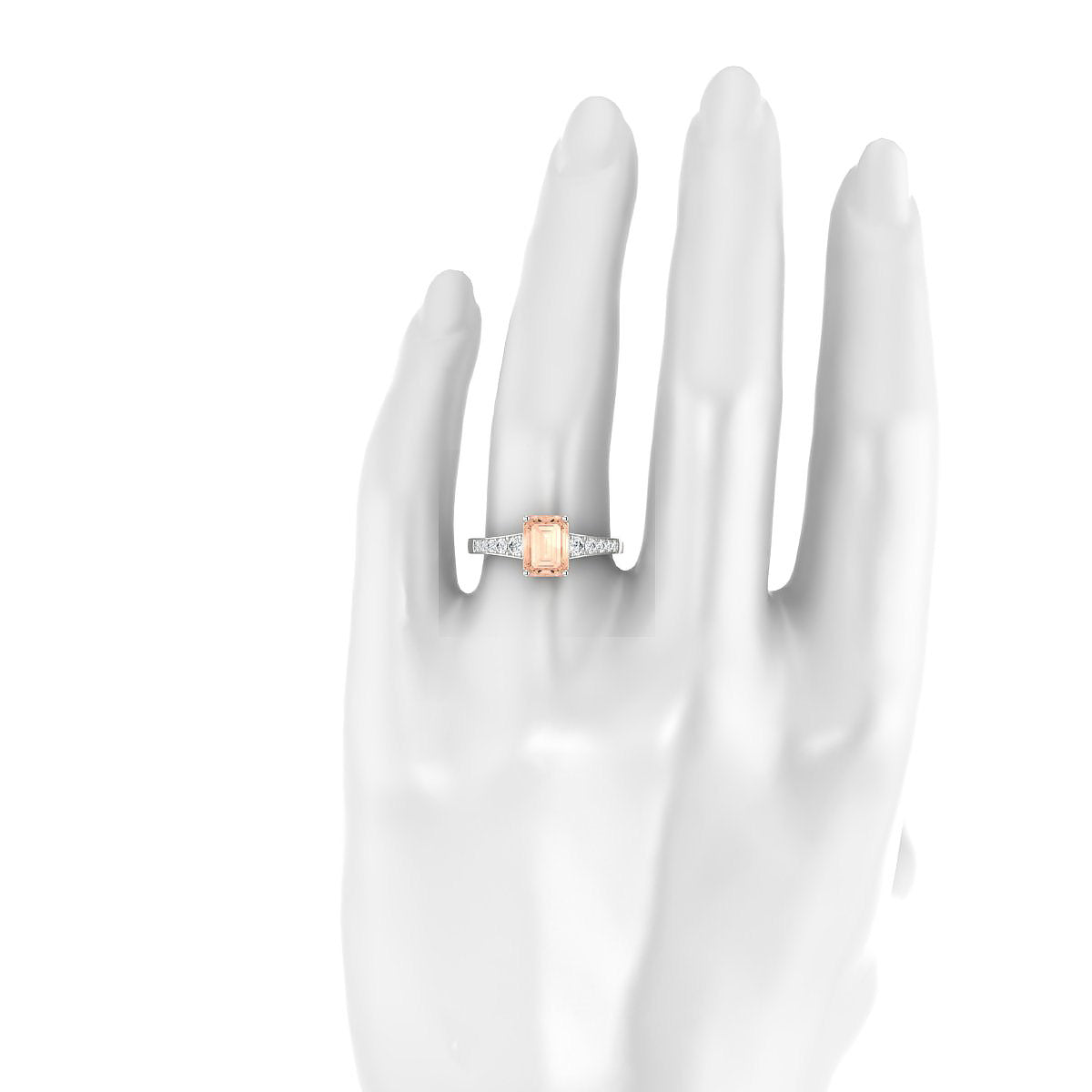 Prosperity | 18k White Gold 8 x 6 mm Emerald Morganite Ring