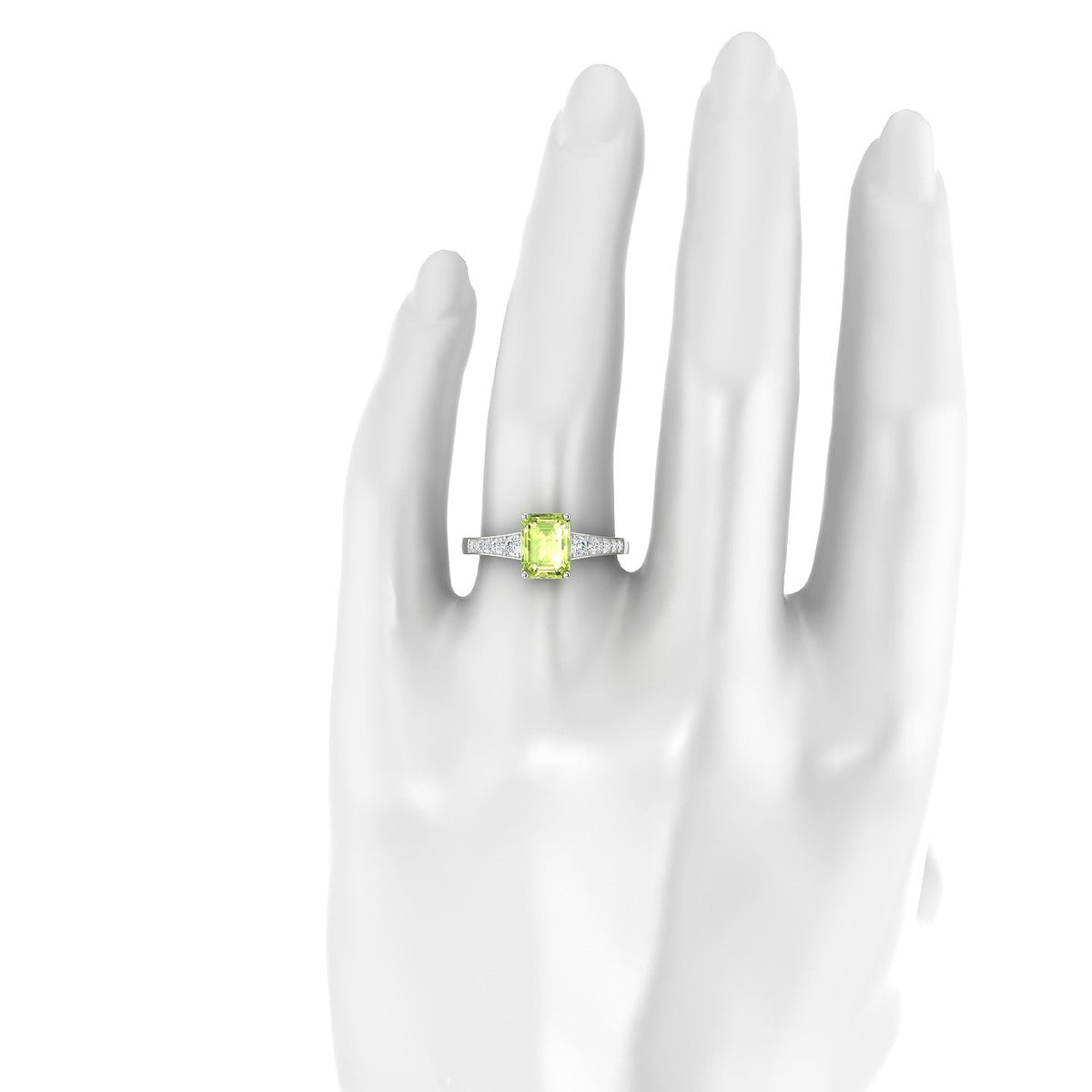Prosperity | 18k White Gold 8 x 6 mm Emerald Peridot Ring