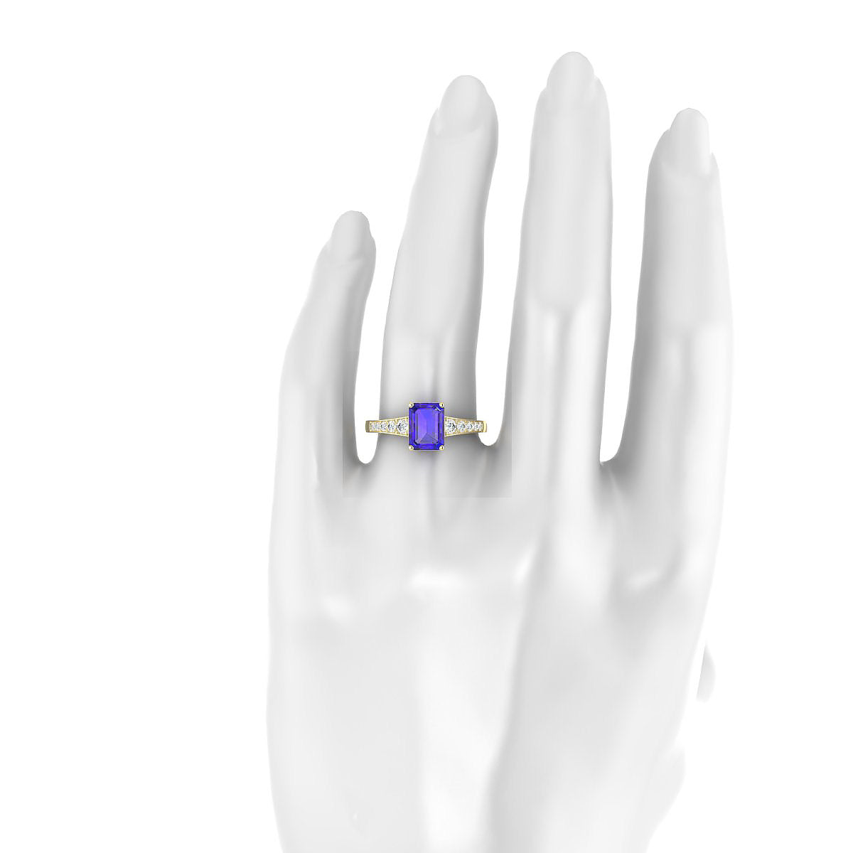 Prosperity | 18k Yellow Gold 8 x 6 mm Emerald Tanzanite Ring