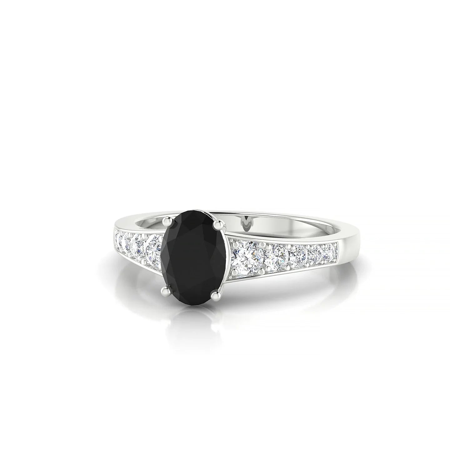 Prosperity | 18k White Gold 7 x 5 mm Oval Black Diamond Ring