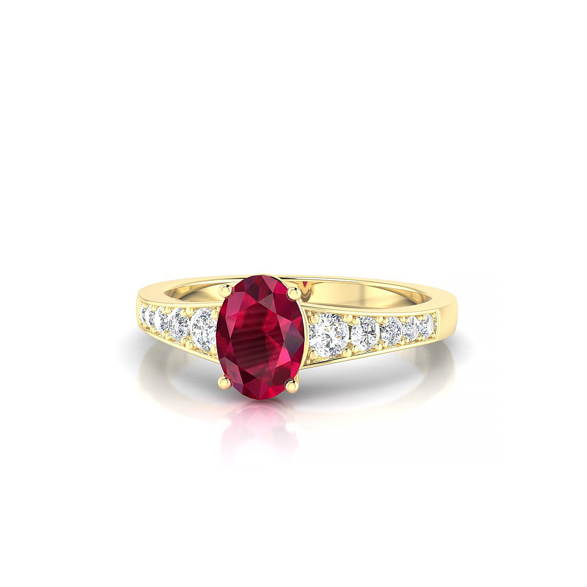 Prosperity | 18k Yellow Gold 7 x 5 mm Oval Ruby Ring