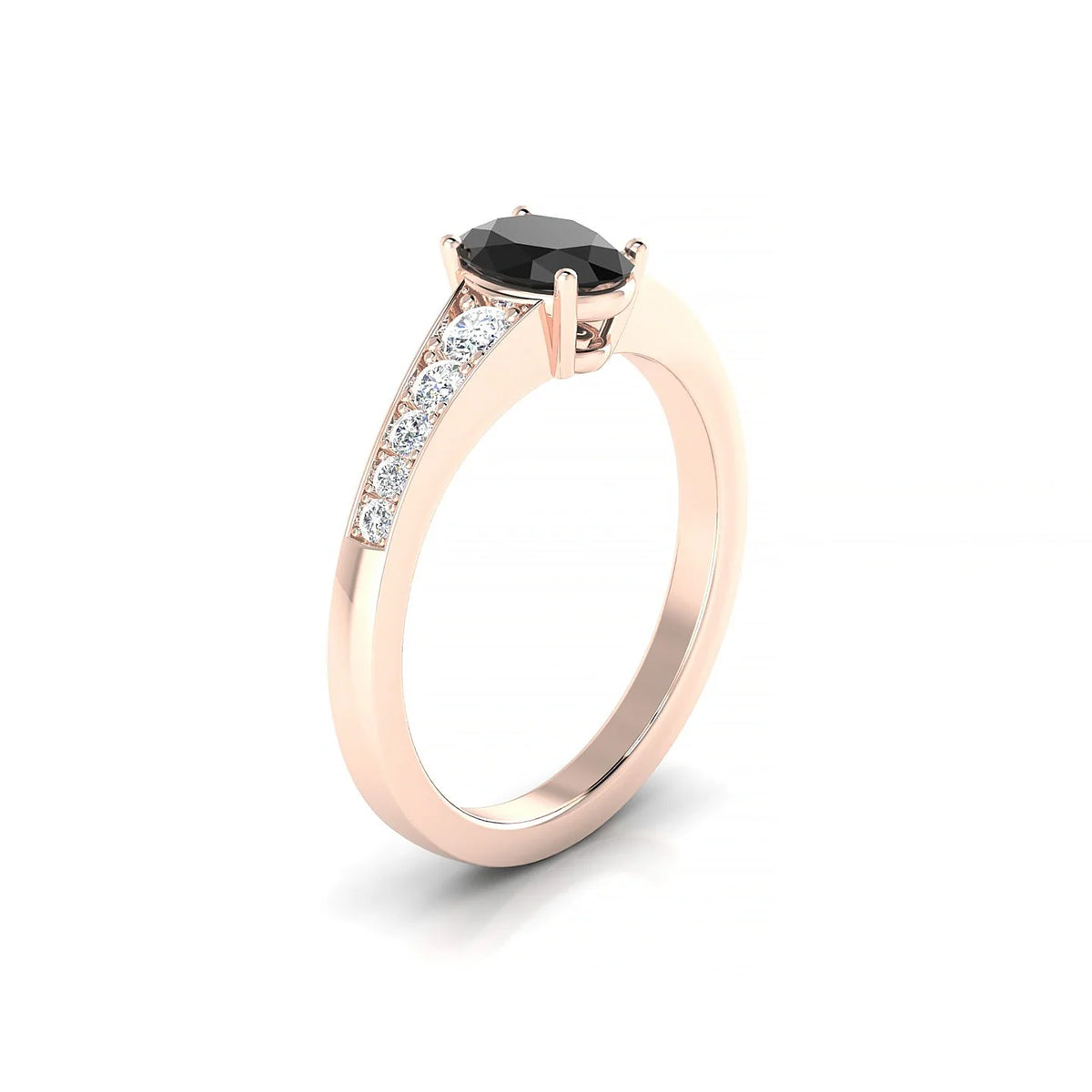 Prosperity | 18k Rose Gold 7 x 5 mm Oval Black Diamond Ring