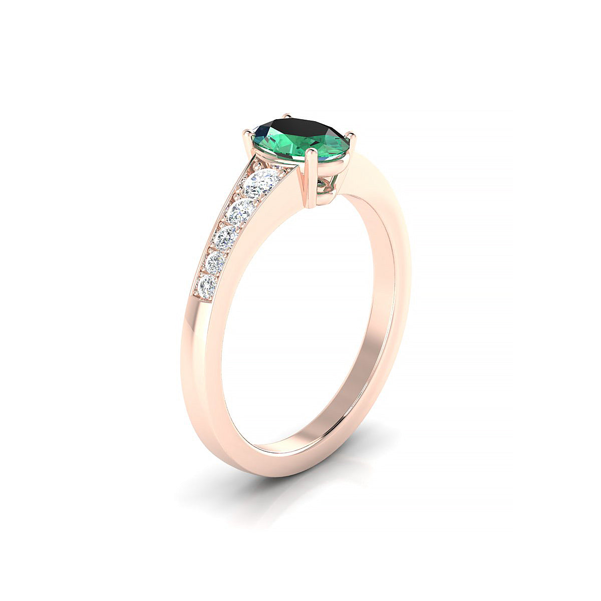 Prosperity | 18k Rose Gold 7 x 5 mm Oval Emerald Ring