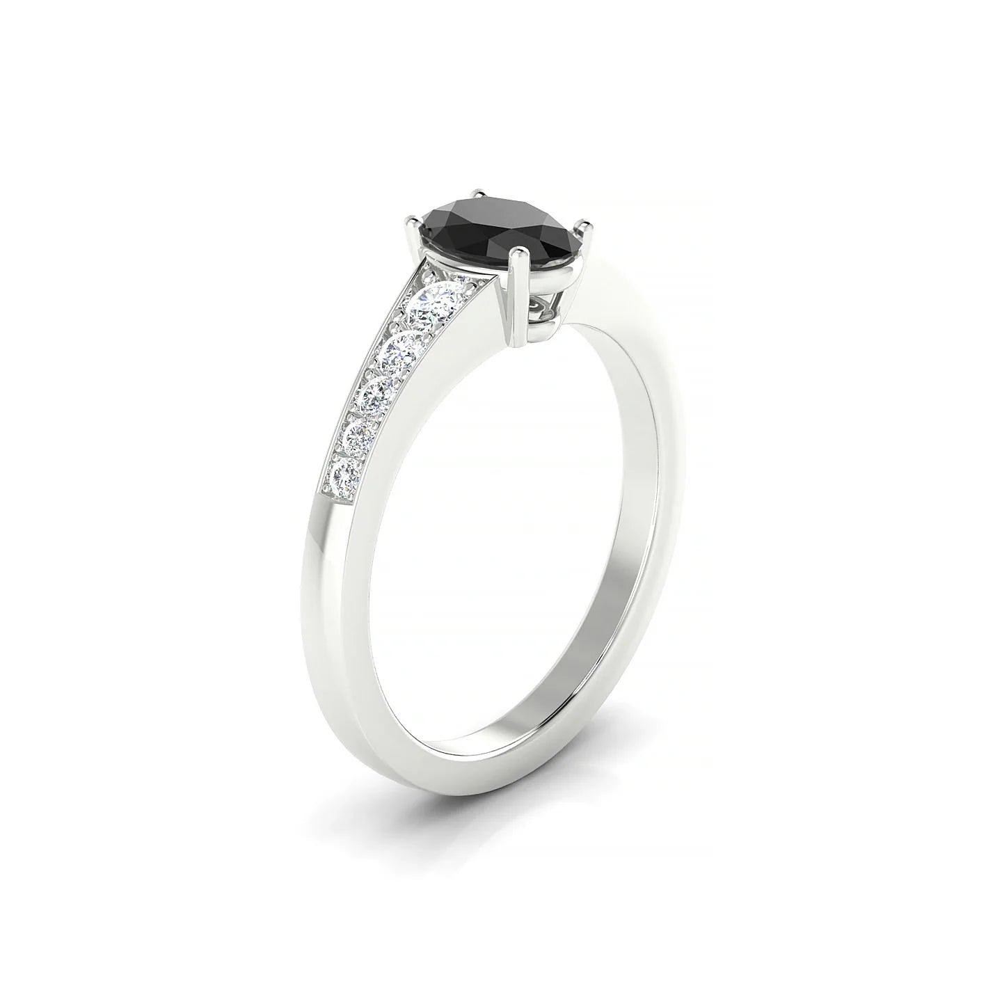 Prosperity | 18k White Gold 7 x 5 mm Oval Black Diamond Ring