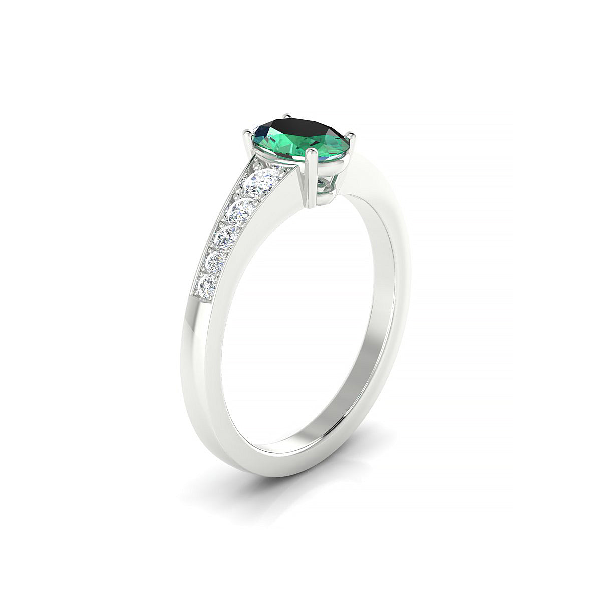 Prosperity | 18k White Gold 7 x 5 mm Oval Emerald Ring