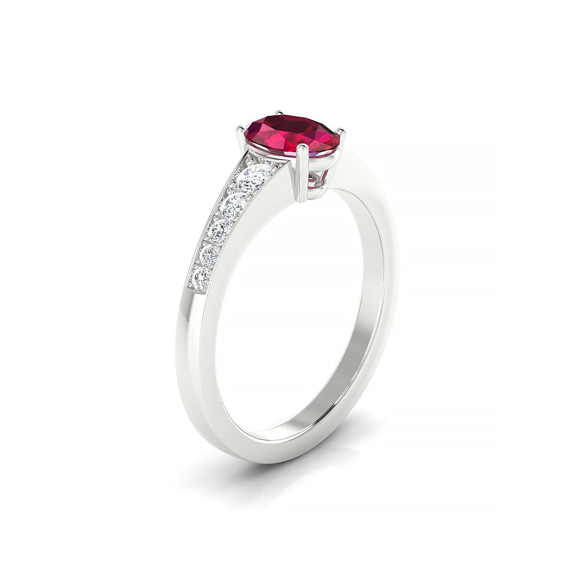 Prosperity | 18k White Gold 7 x 5 mm Oval Ruby Ring