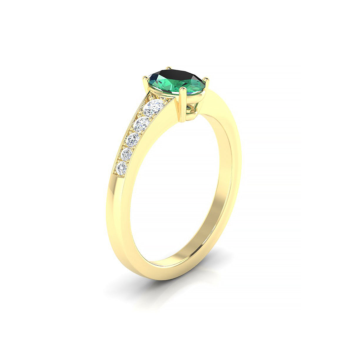 Prosperity | 18k Yellow Gold 7 x 5 mm Oval Emerald Ring