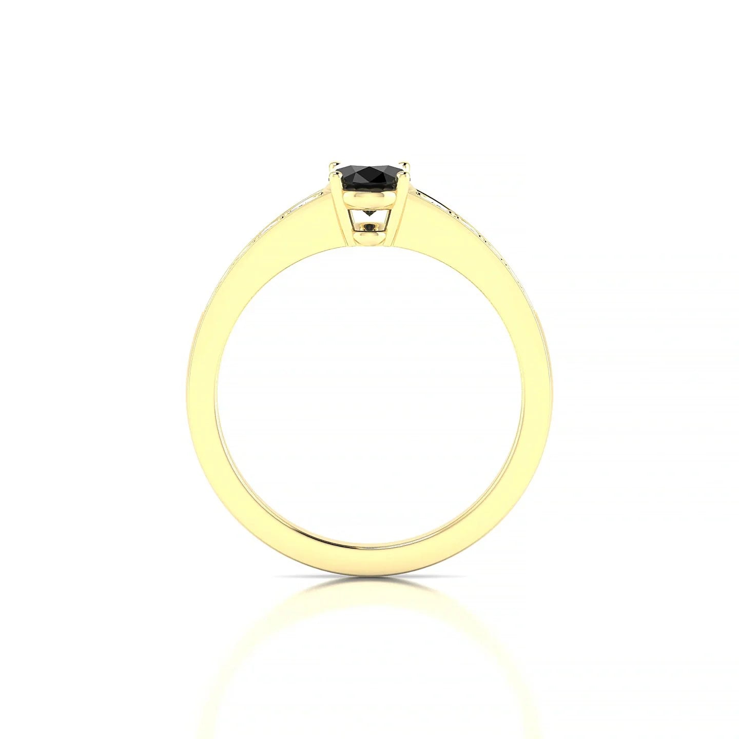 Prosperity | 18k Yellow Gold 7 x 5 mm Oval Black Diamond Ring