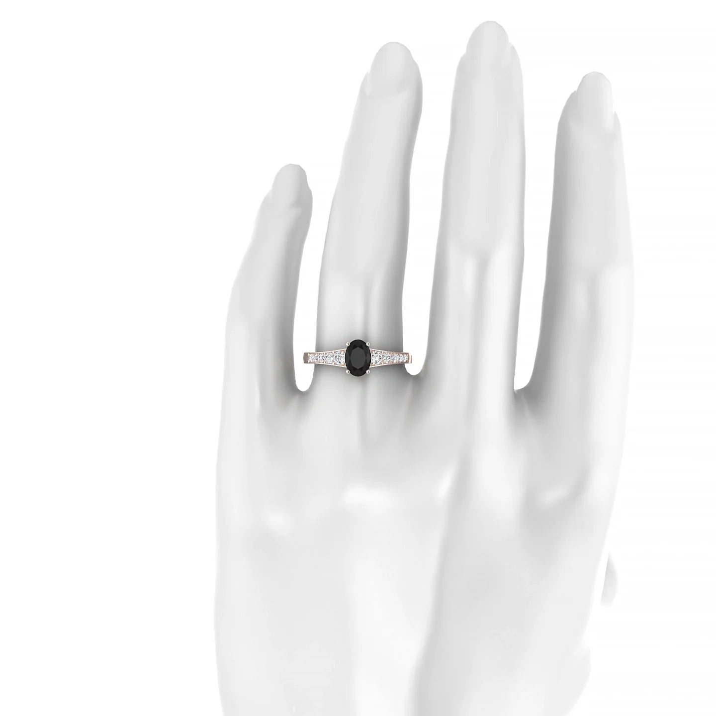 Prosperity | 18k Rose Gold 7 x 5 mm Oval Black Diamond Ring