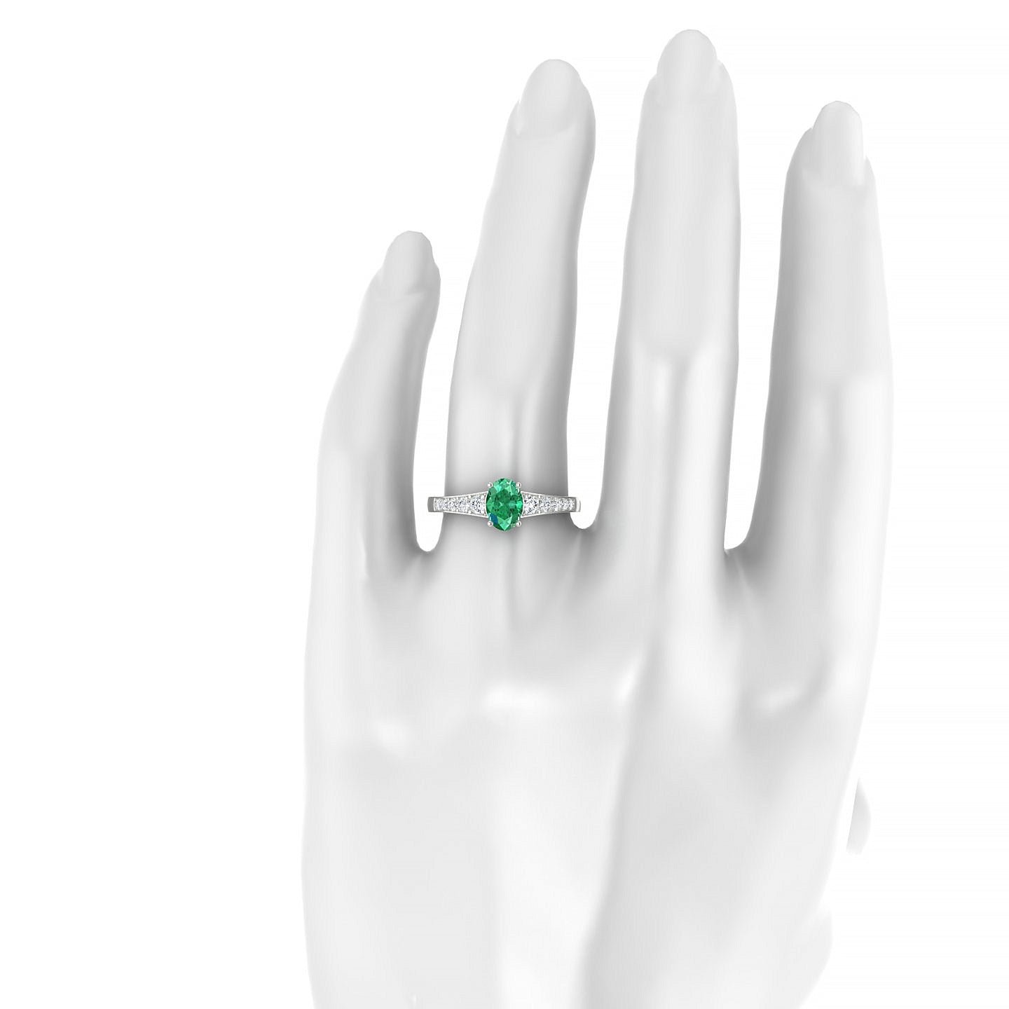 Prosperity | 18k White Gold 7 x 5 mm Oval Emerald Ring